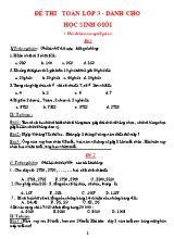 Đề thi Toán lớp 3 - Dành cho học sinh giỏi